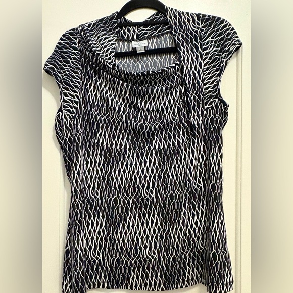 Worthington Tops - Black and White Patterned Women's Top